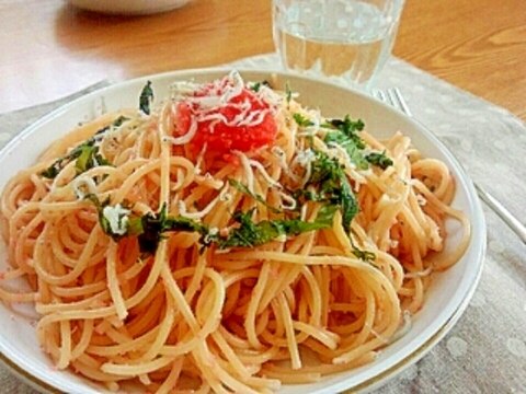 カルシウム補給!しらす明太子スパゲティ